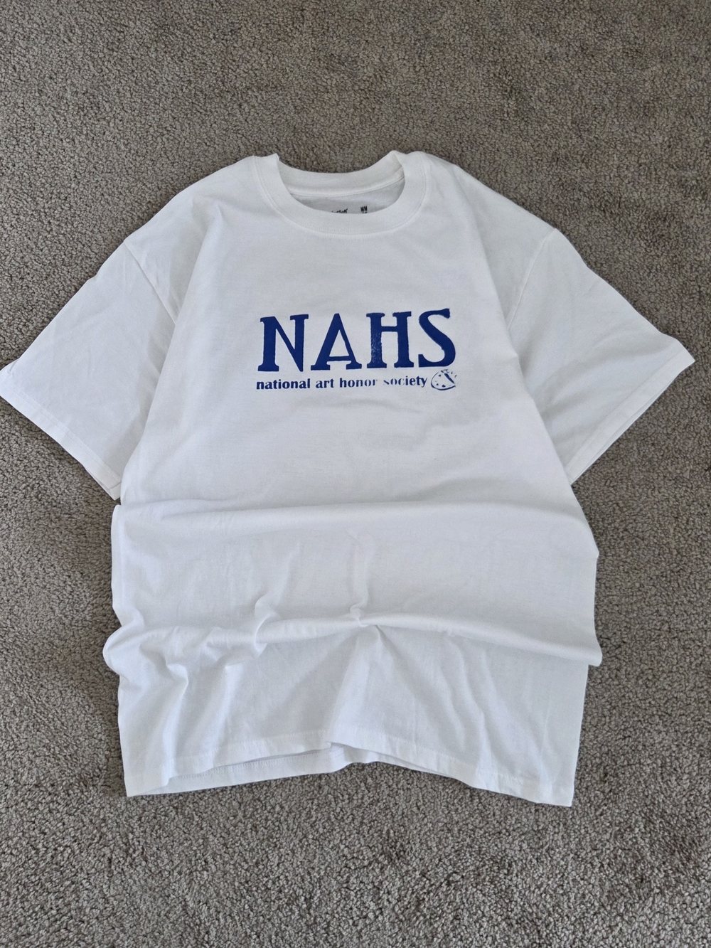 Vintage Hanes NAHS White Graphic Tee with Blue Logo Men's M
